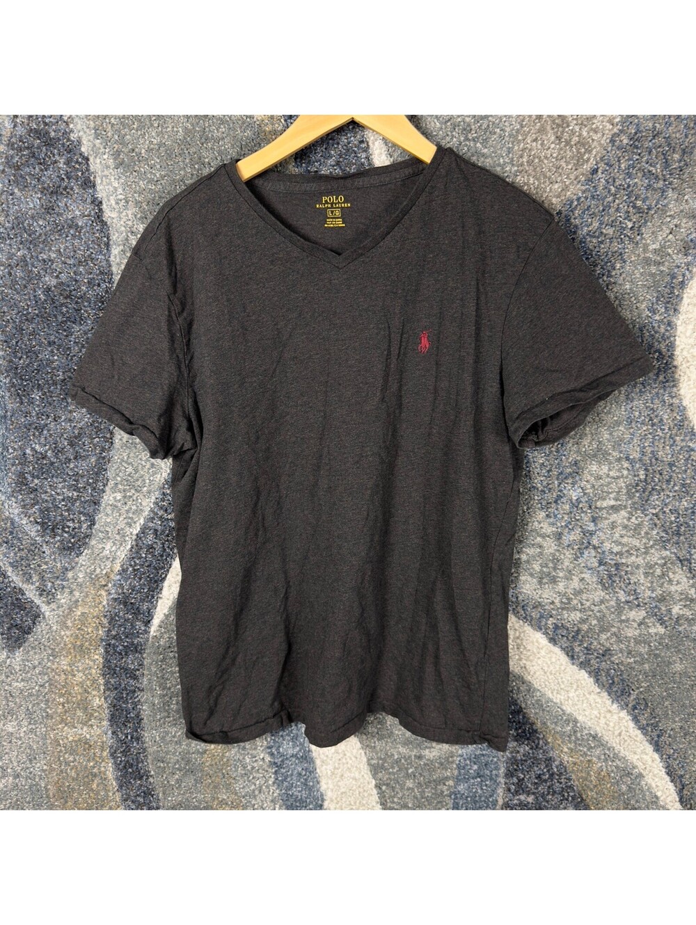 Polo Ralph Lauren V-Neck T-Shirt Mens L Grey Short Sleeve